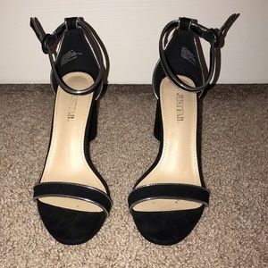 JustFab Jacey Cylinder Suede Block Heeled Sandal